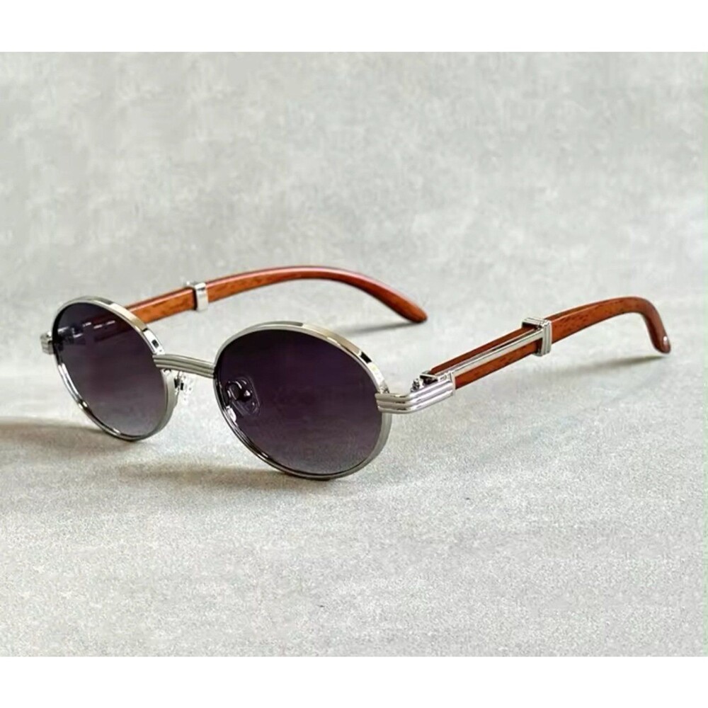 Retro Oval Men Sunglasses Fashion Brand Designer Clear Gradient Lens Eyewear